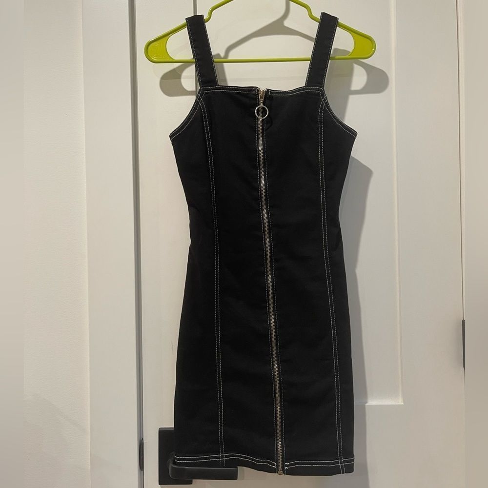 Black Zipper Mini Dress